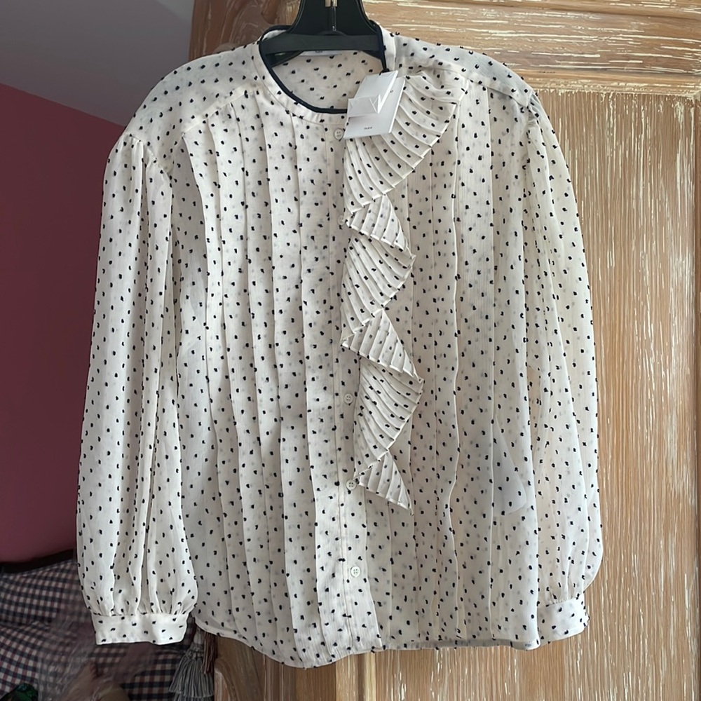 Sandro Ruffle Front Blouse